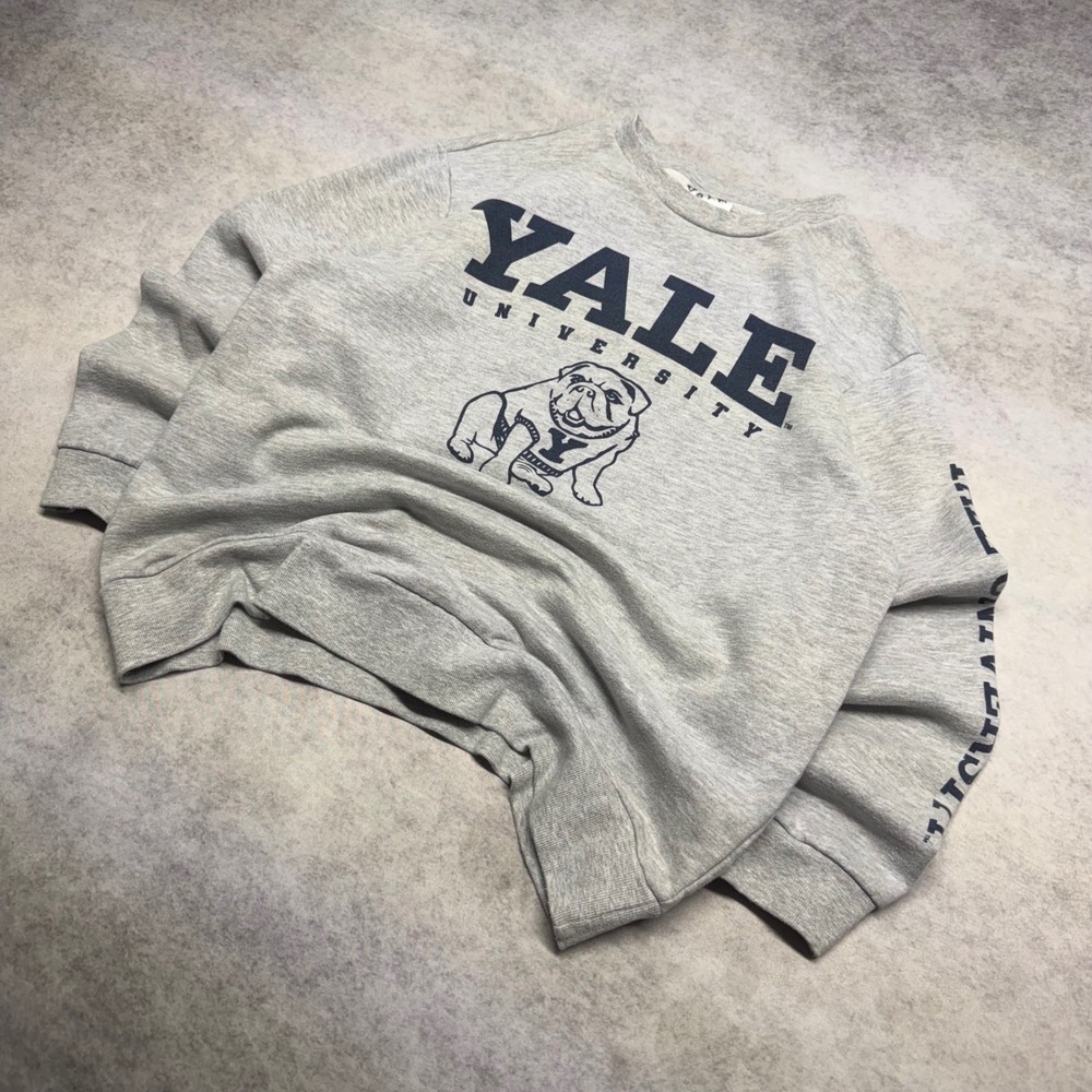 Yale University Bulldog Graphic Crewneck Mens Large Gray Sleeve Print Sweatshirt - Picture 9 of 9